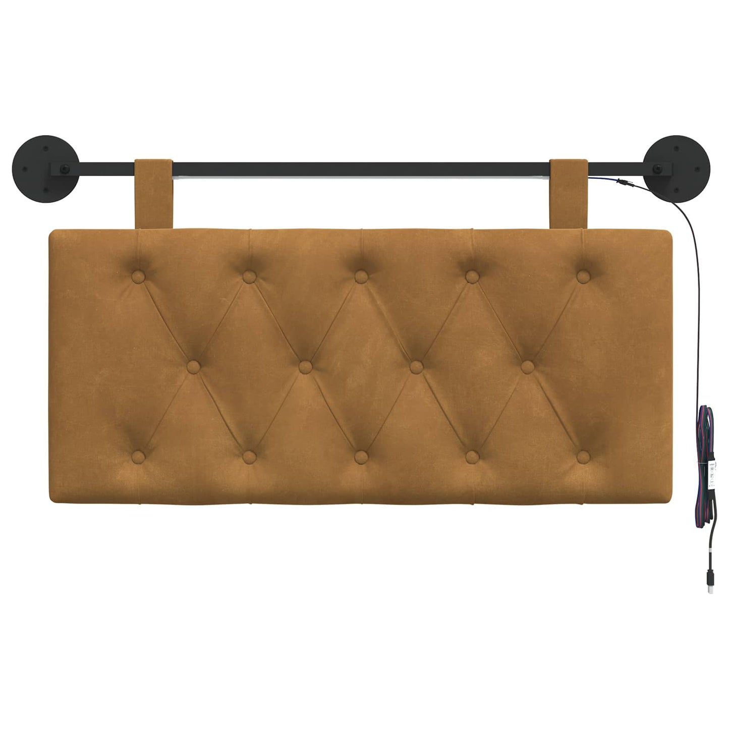 Hangend hoofdbord Met LED-verlichting Bruin Fluweel