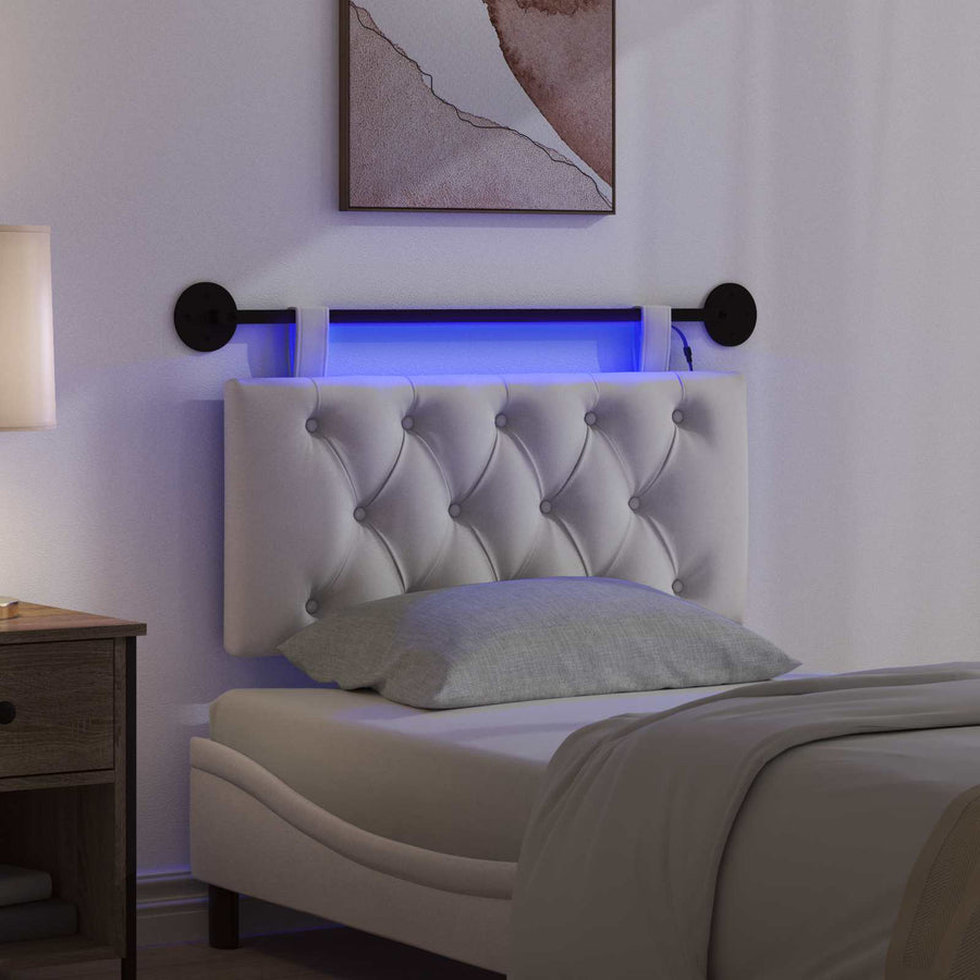 Hangend hoofdbord Met LED-verlichting Crèmekleurig Fluweel