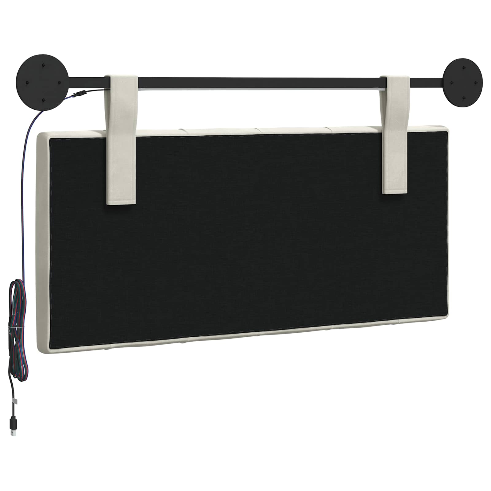 Hangend hoofdbord Met LED-verlichting Crèmekleurig Fluweel