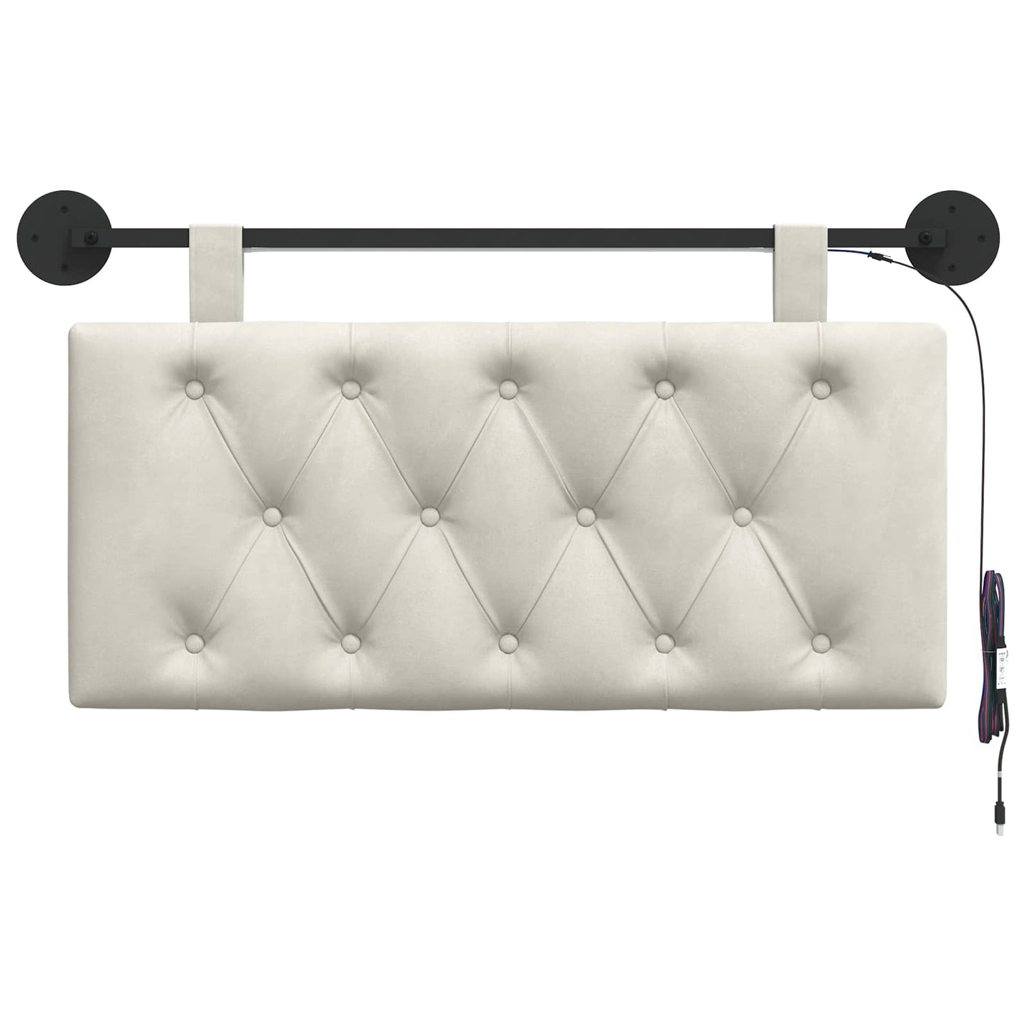 Hangend hoofdbord Met LED-verlichting Crèmekleurig Fluweel