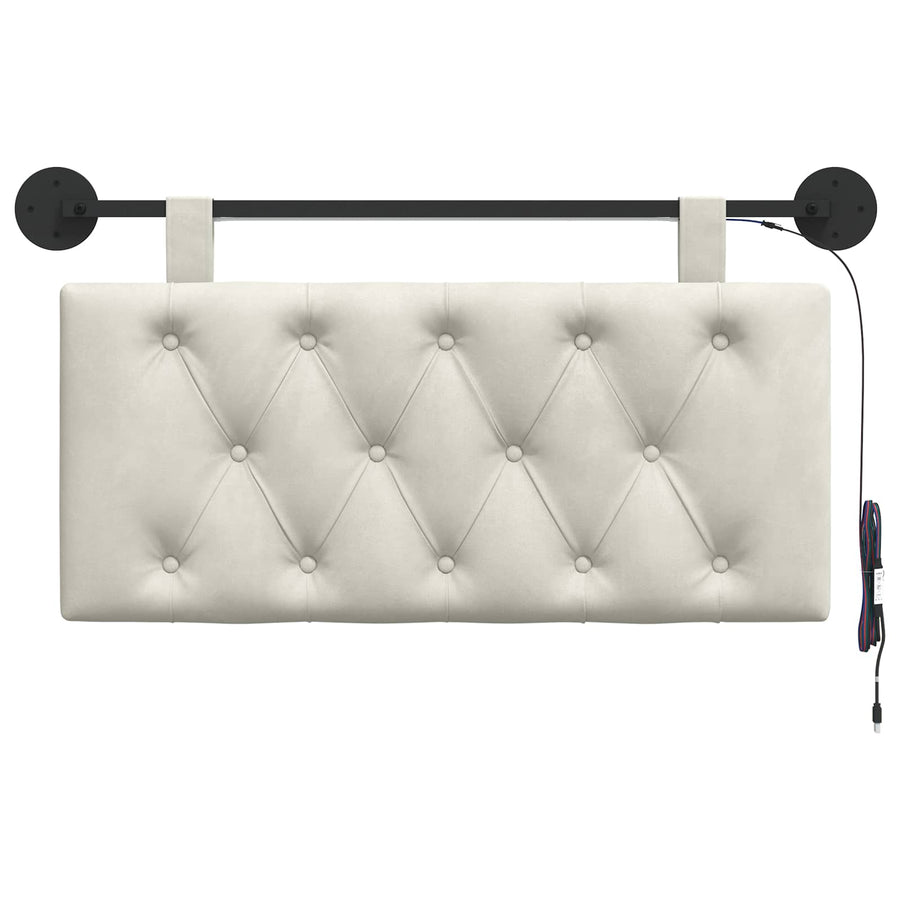 Hangend hoofdbord Met LED-verlichting Crèmekleurig Fluweel