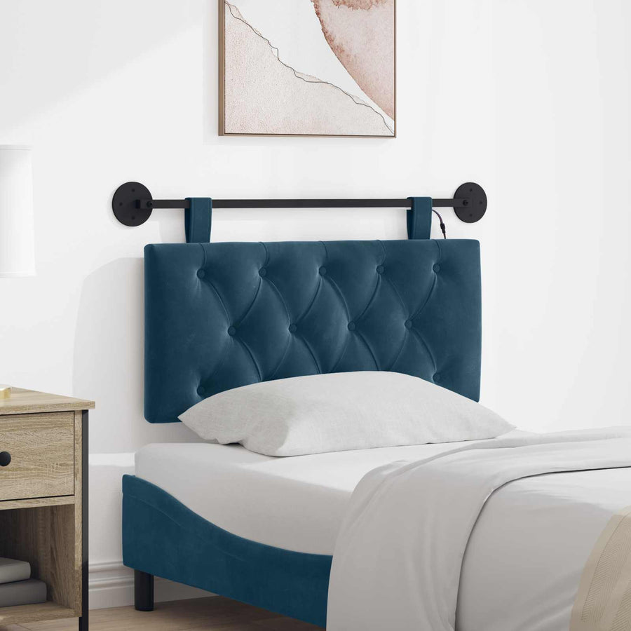 Hangend hoofdbord Met LED-verlichting Blauw Fluweel