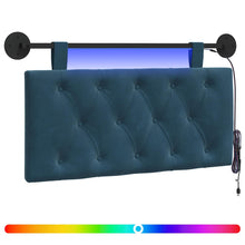 Hangend hoofdbord Met LED-verlichting Blauw Fluweel