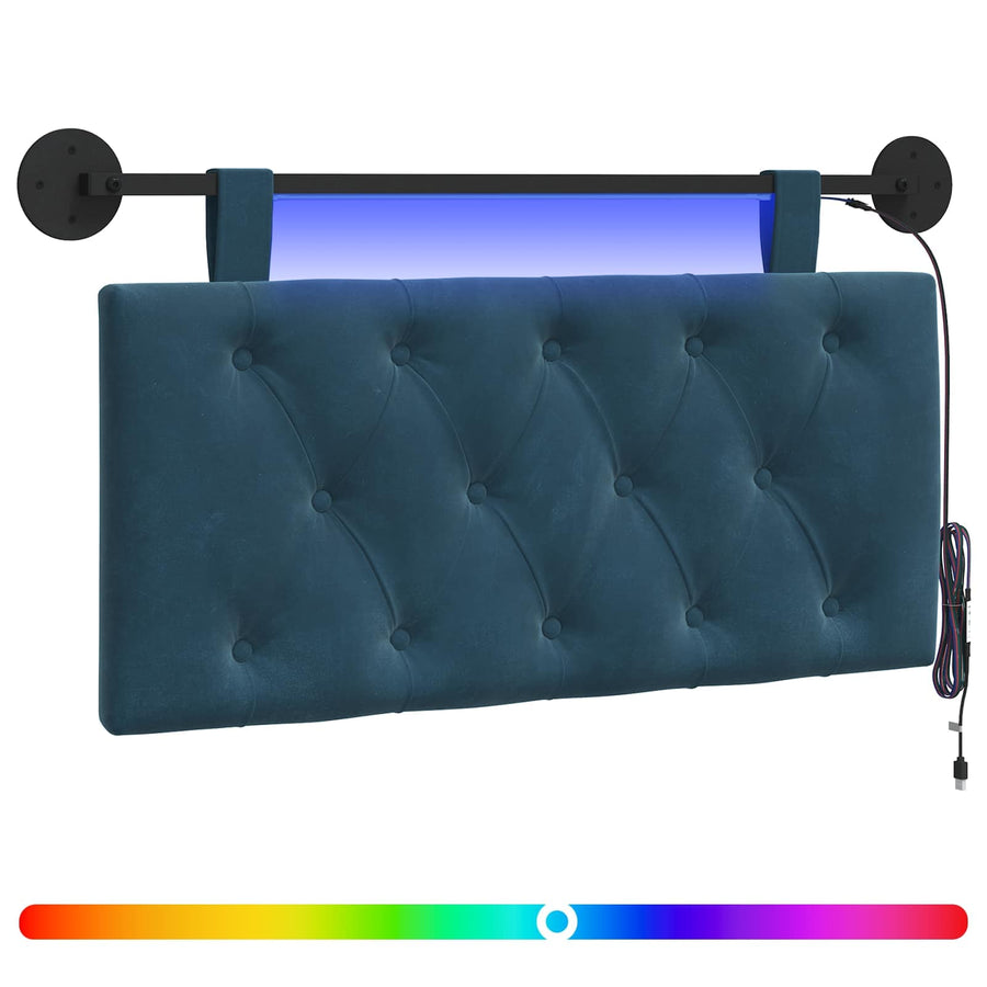 Hangend hoofdbord Met LED-verlichting Blauw Fluweel