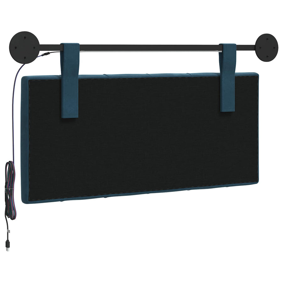 Hangend hoofdbord Met LED-verlichting Blauw Fluweel