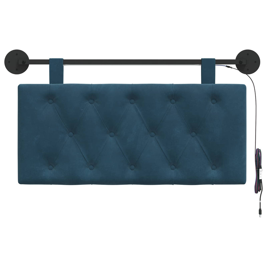 Hangend hoofdbord Met LED-verlichting Blauw Fluweel