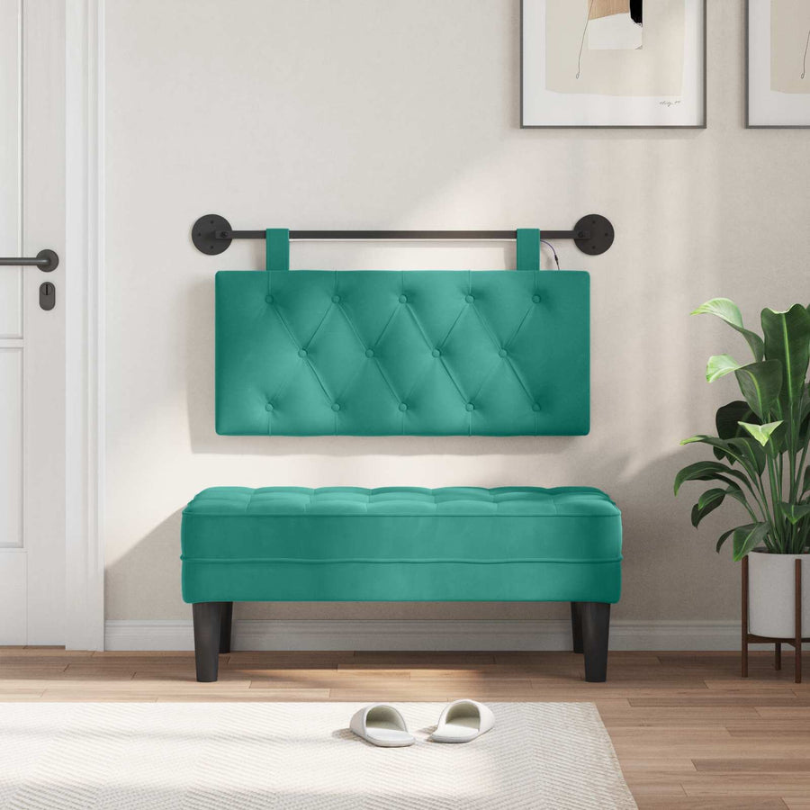 Hangend hoofdbord Met LED-verlichting Turquoise Fluweel