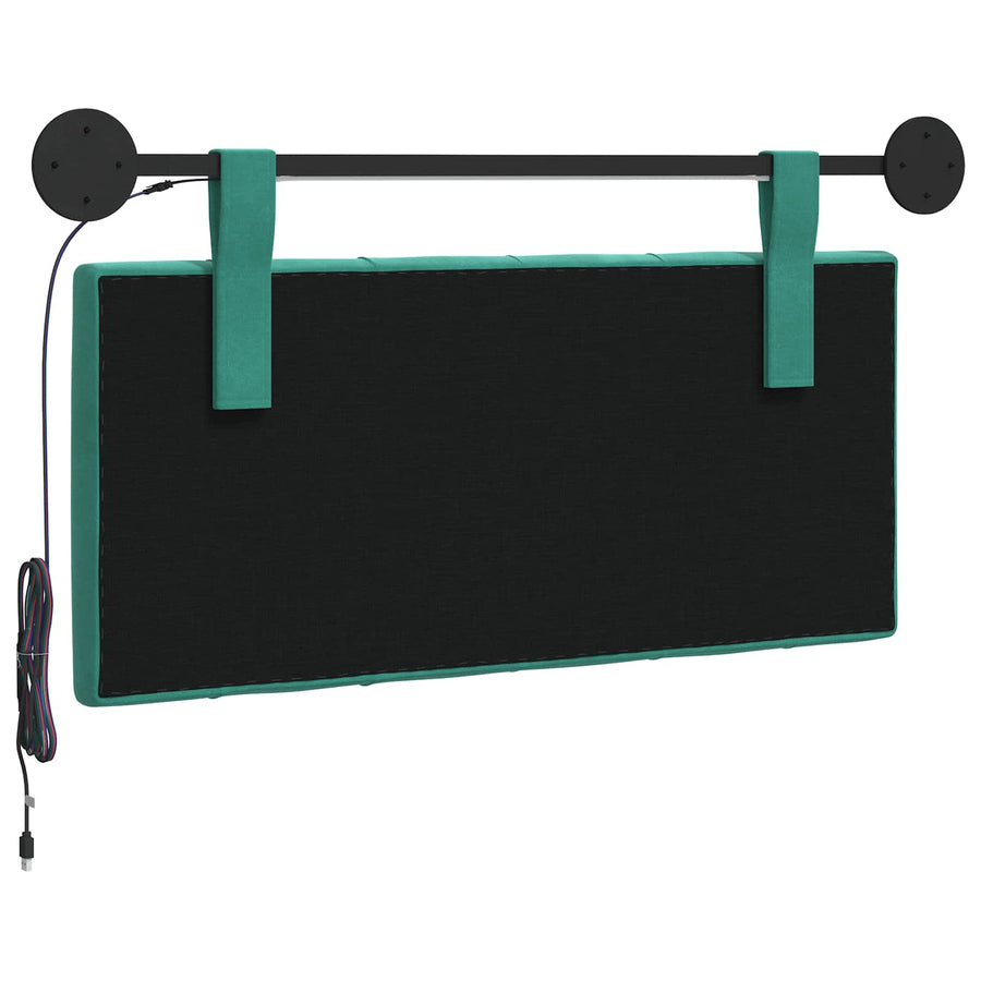 Hangend hoofdbord Met LED-verlichting Turquoise Fluweel