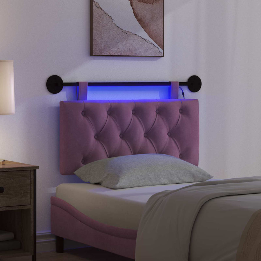 Hangend hoofdbord Met LED-verlichting Paars Fluweel