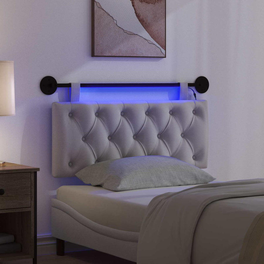 Hangend hoofdbord Met LED-verlichting Wolkengrijs Stof
