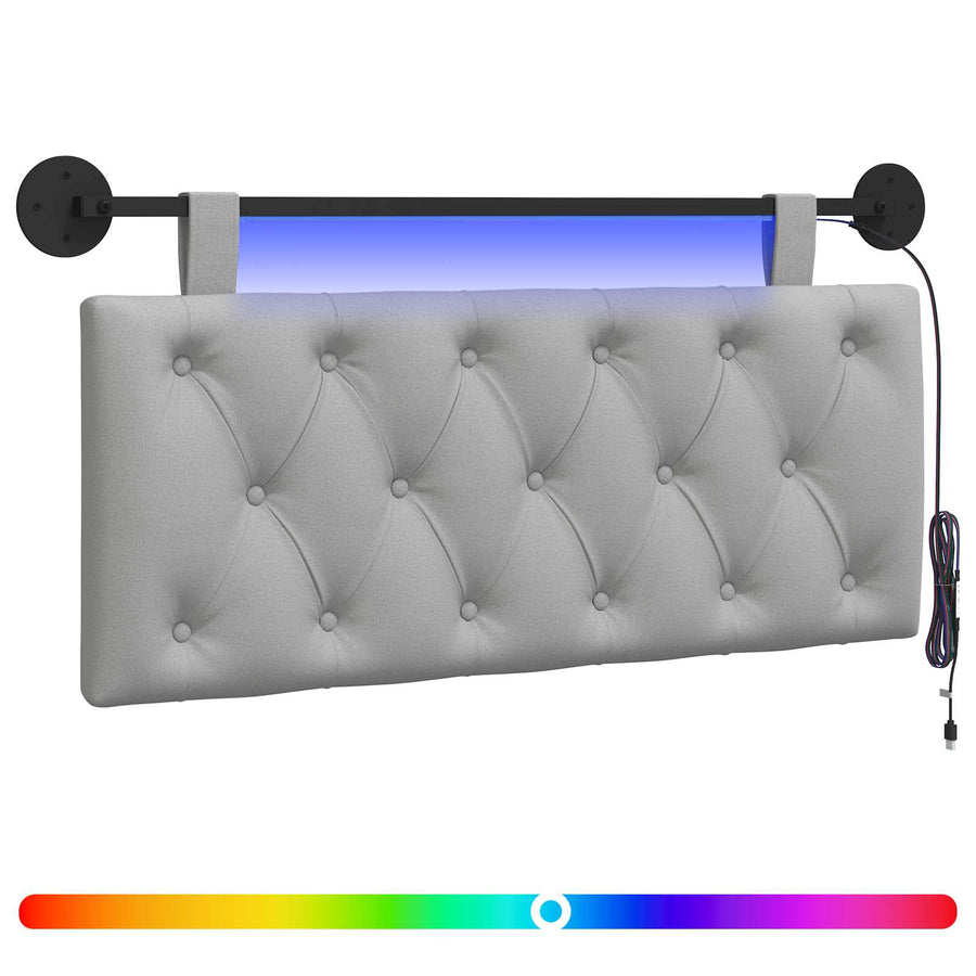 Hangend hoofdbord Met LED-verlichting Wolkengrijs Stof