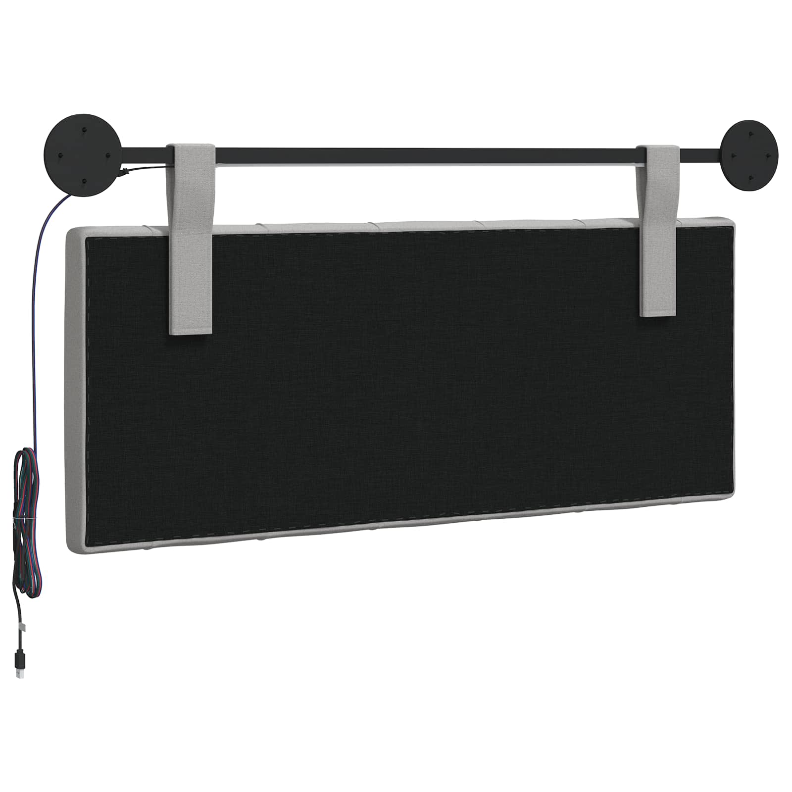 Hangend hoofdbord Met LED-verlichting Wolkengrijs Stof