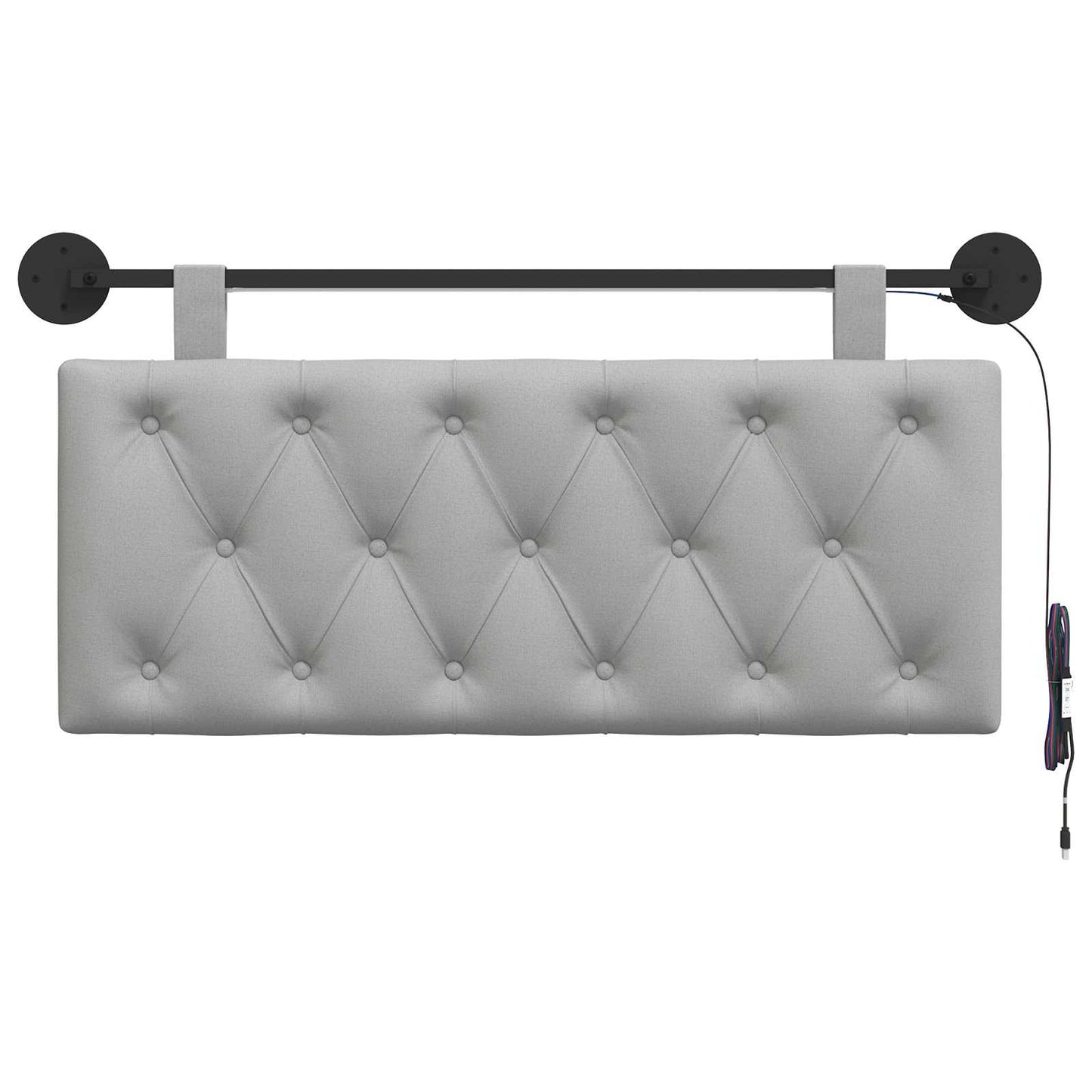 Hangend hoofdbord Met LED-verlichting Wolkengrijs Stof