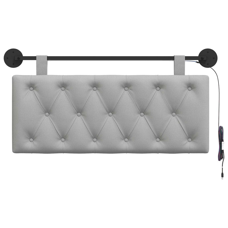 Hangend hoofdbord Met LED-verlichting Wolkengrijs Stof