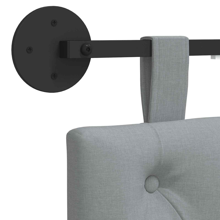 Hangend hoofdbord Met LED-verlichting Lichtgrijs Stof
