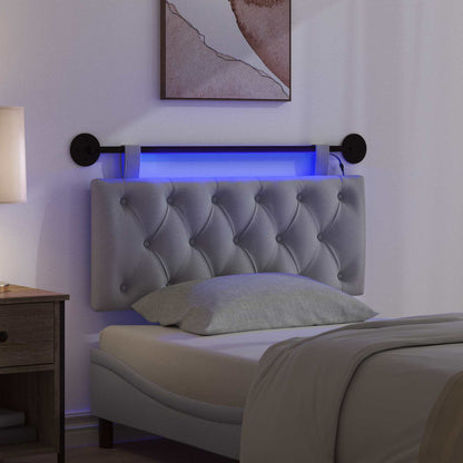 Hangend hoofdbord Met LED-verlichting Lichtgrijs Stof