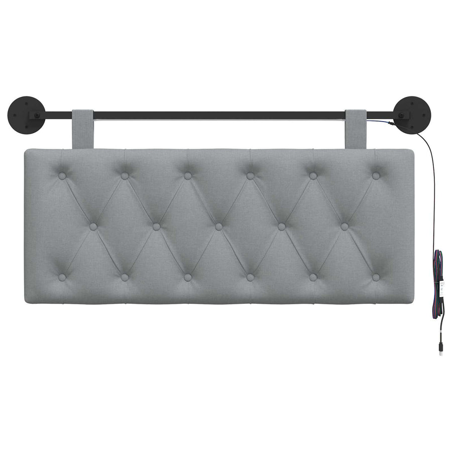 Hangend hoofdbord Met LED-verlichting Lichtgrijs Stof