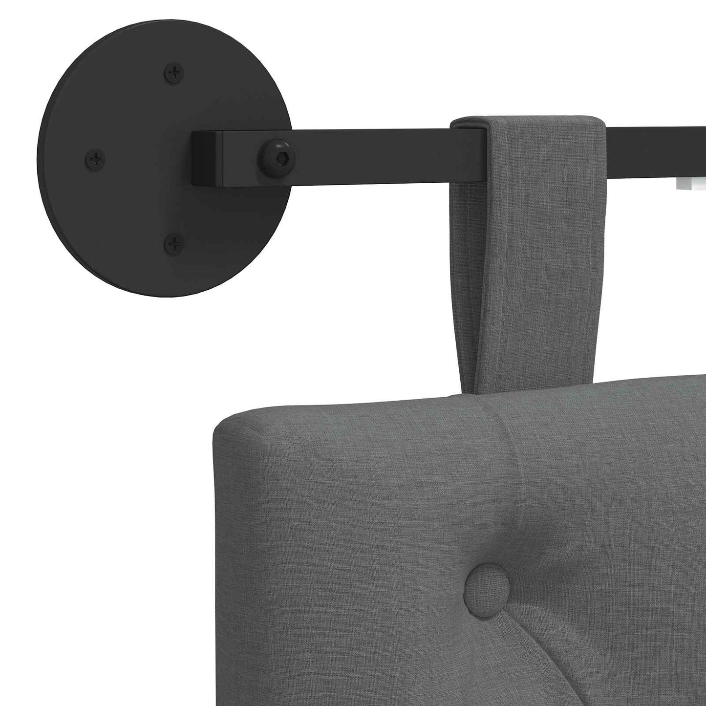 Hangend hoofdbord Met LED-verlichting Donkergrijs Stof