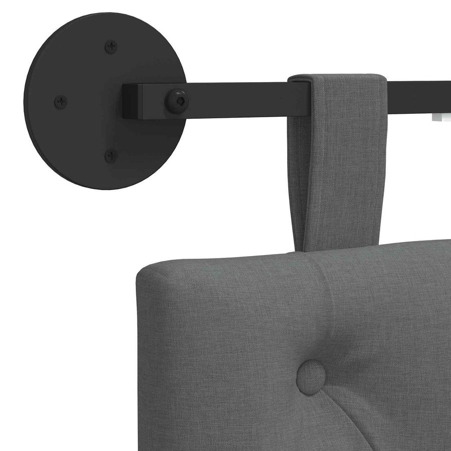 Hangend hoofdbord Met LED-verlichting Donkergrijs Stof