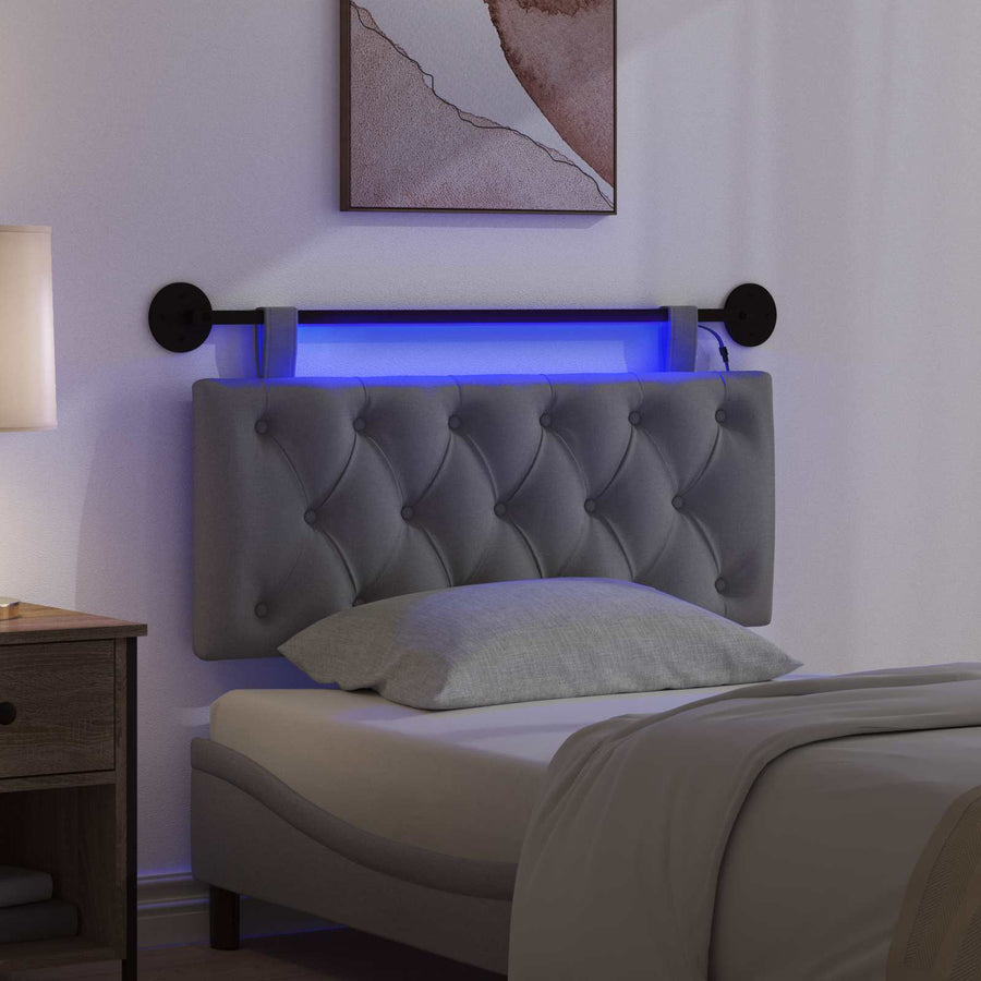 Hangend hoofdbord Met LED-verlichting Donkergrijs Stof