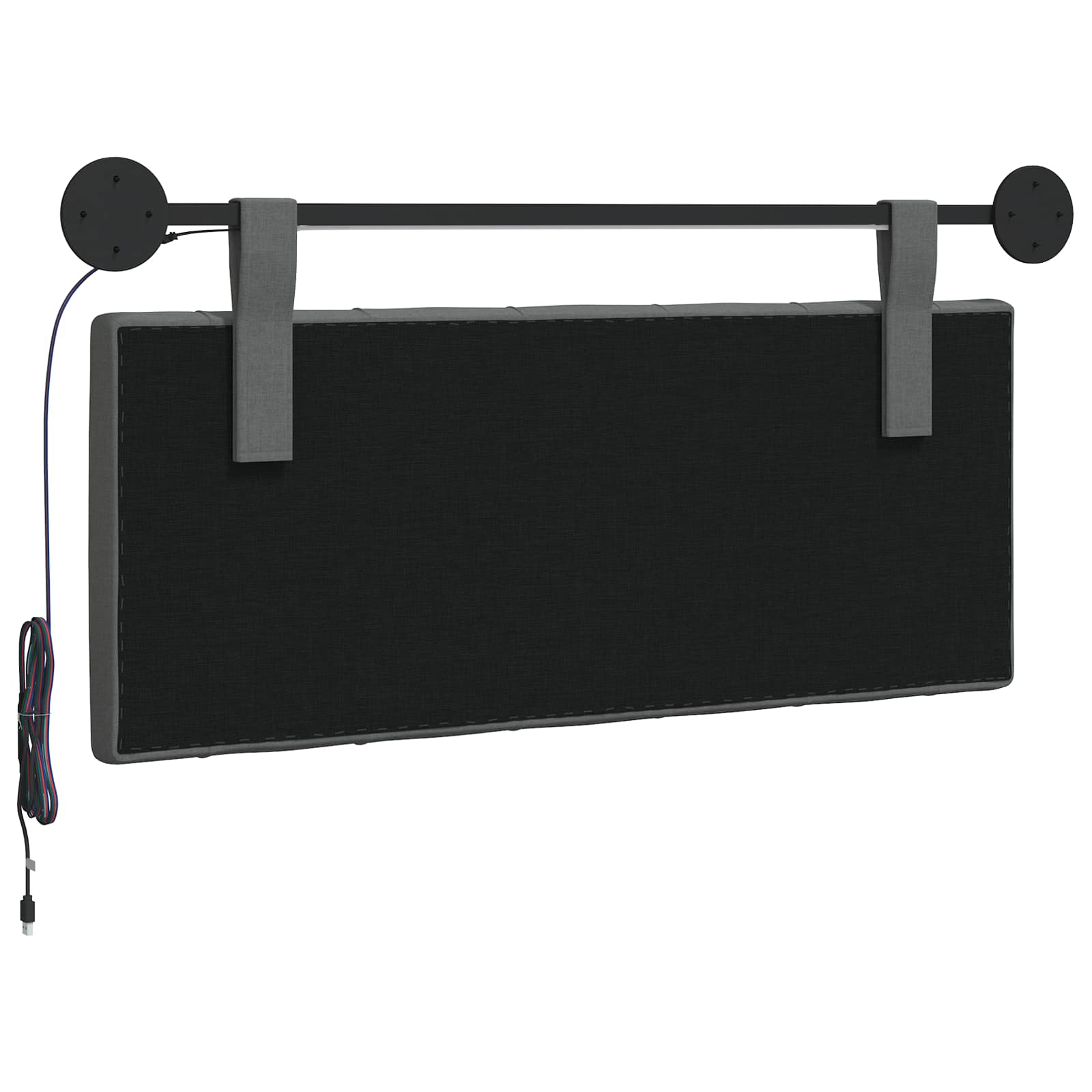 Hangend hoofdbord Met LED-verlichting Donkergrijs Stof