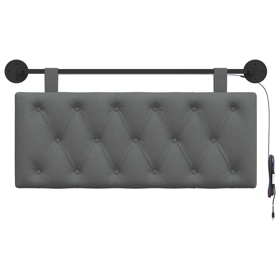 Hangend hoofdbord Met LED-verlichting Donkergrijs Stof