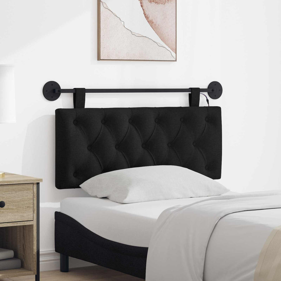 Hangend hoofdbord Met LED-verlichting Zwart Stof