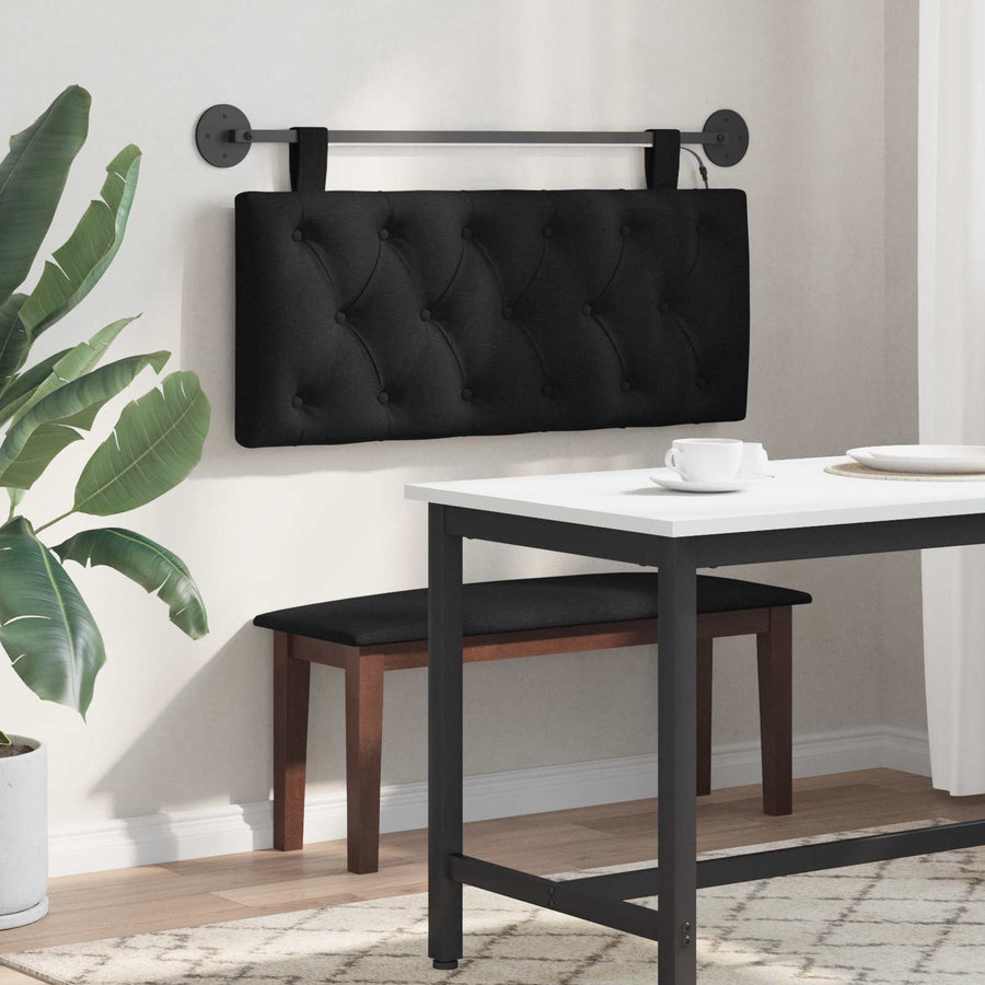 Hangend hoofdbord Met LED-verlichting Zwart Stof