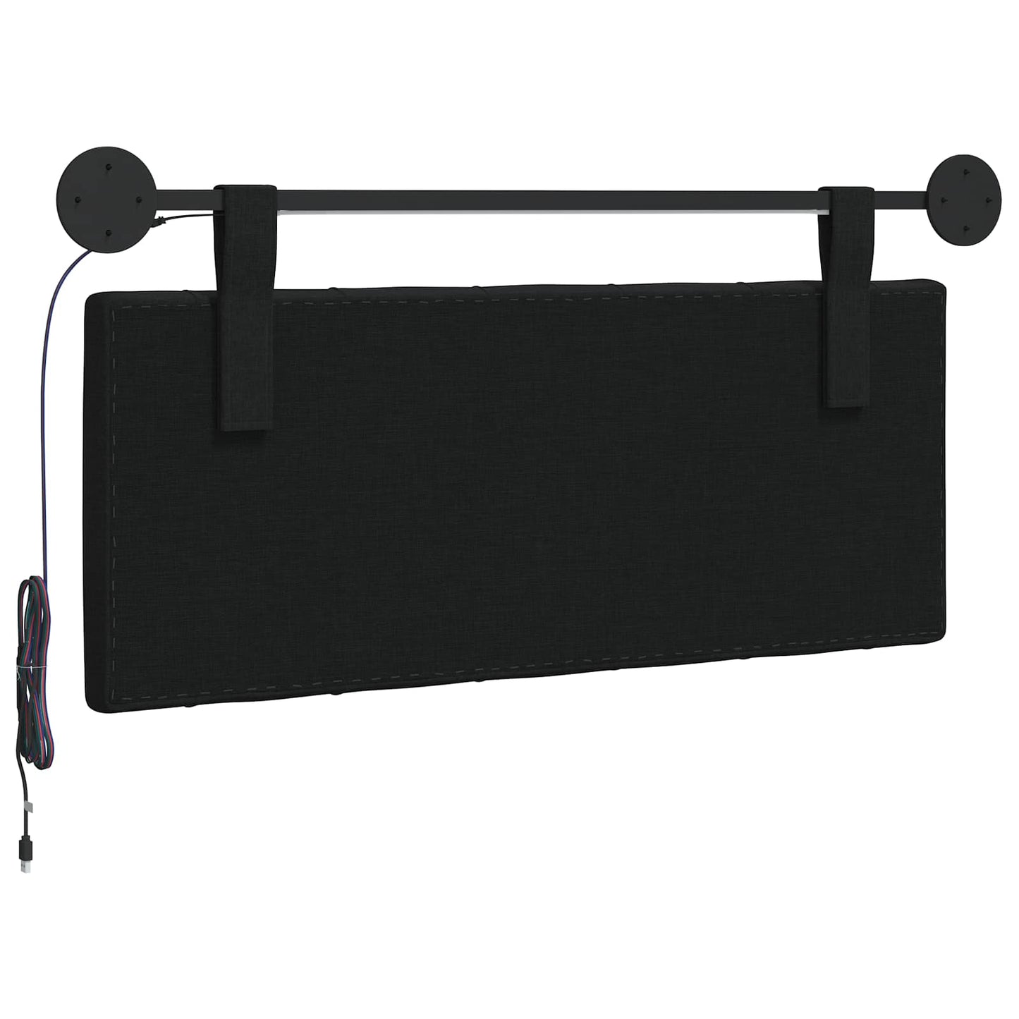 Hangend hoofdbord Met LED-verlichting Zwart Stof