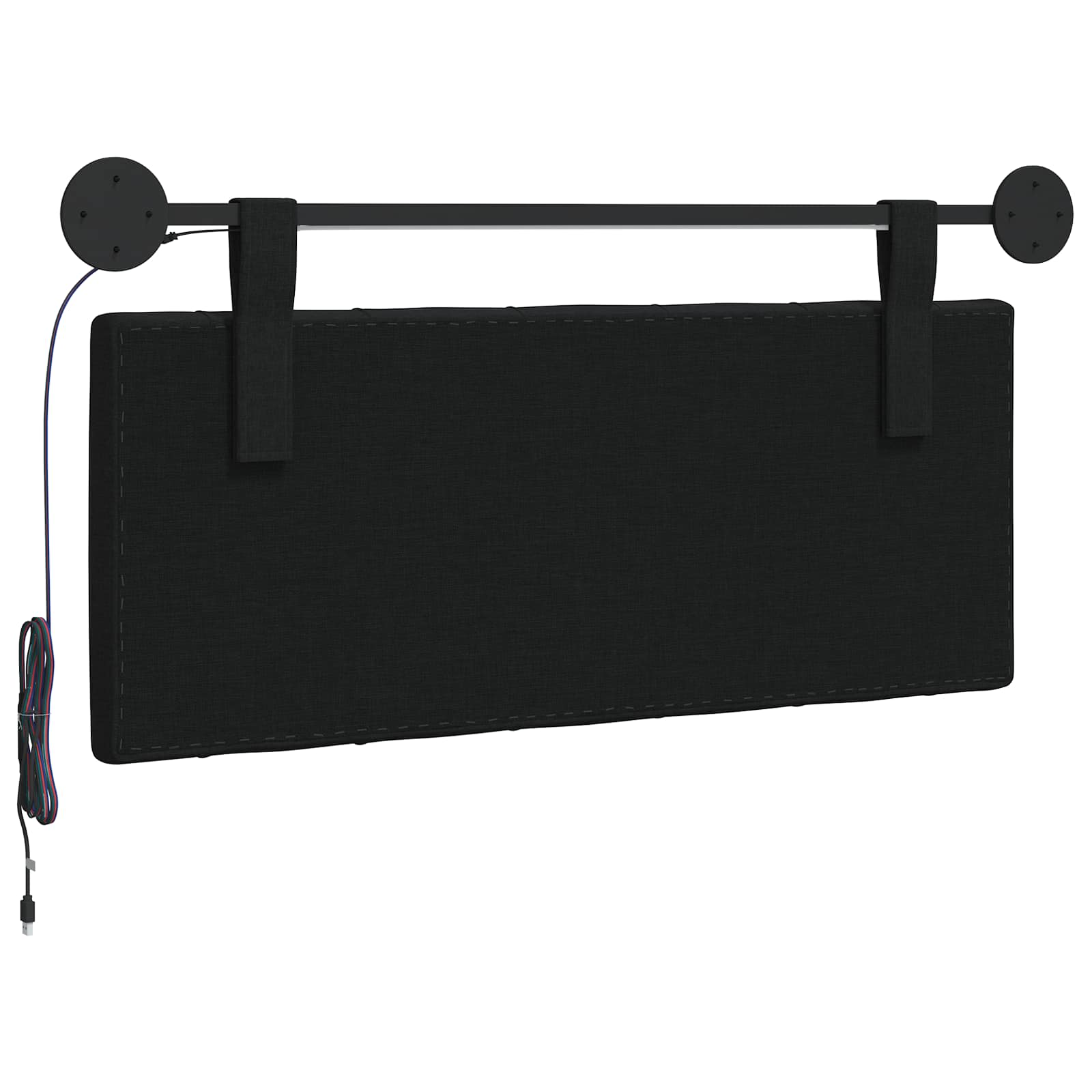 Hangend hoofdbord Met LED-verlichting Zwart Stof