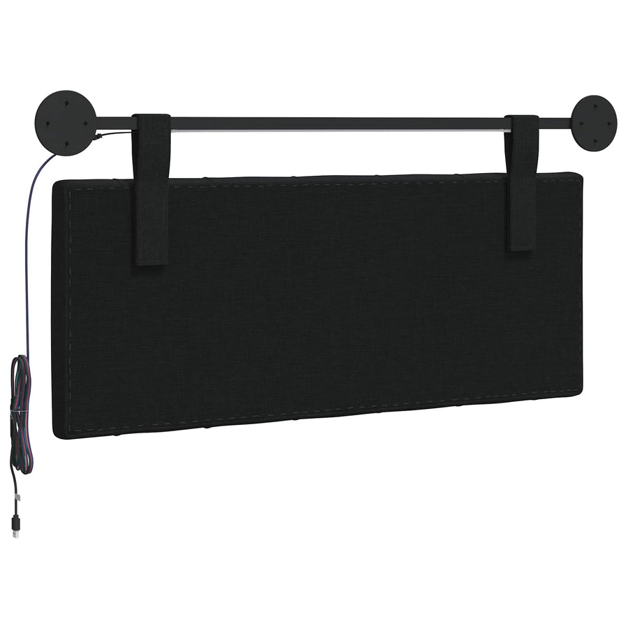 Hangend hoofdbord Met LED-verlichting Zwart Stof