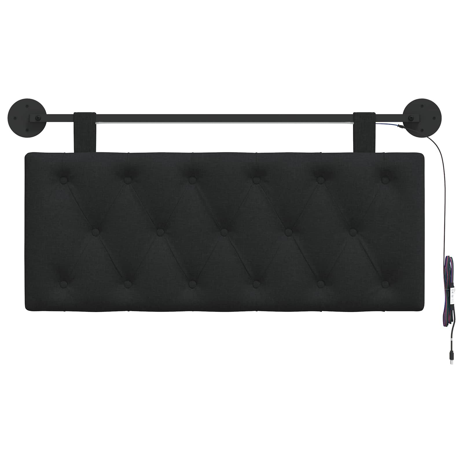 Hangend hoofdbord Met LED-verlichting Zwart Stof