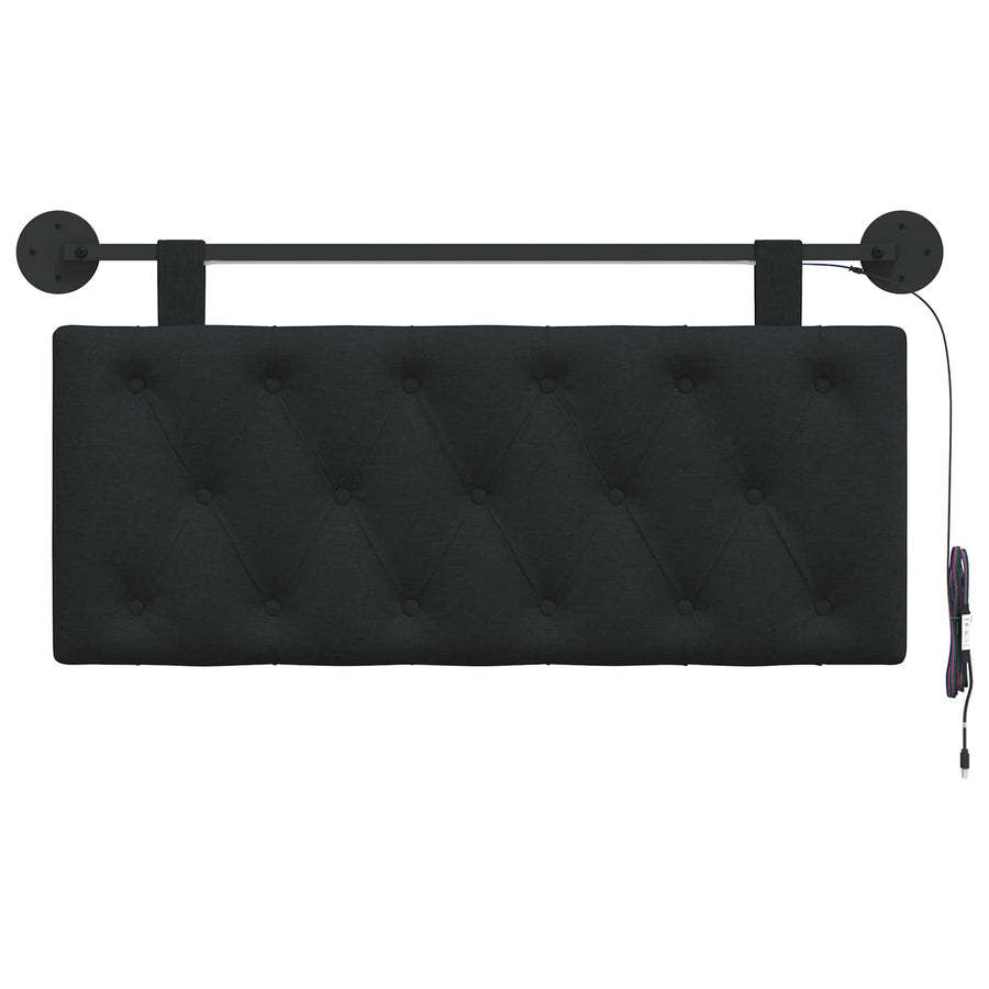 Hangend hoofdbord Met LED-verlichting Zwart Stof