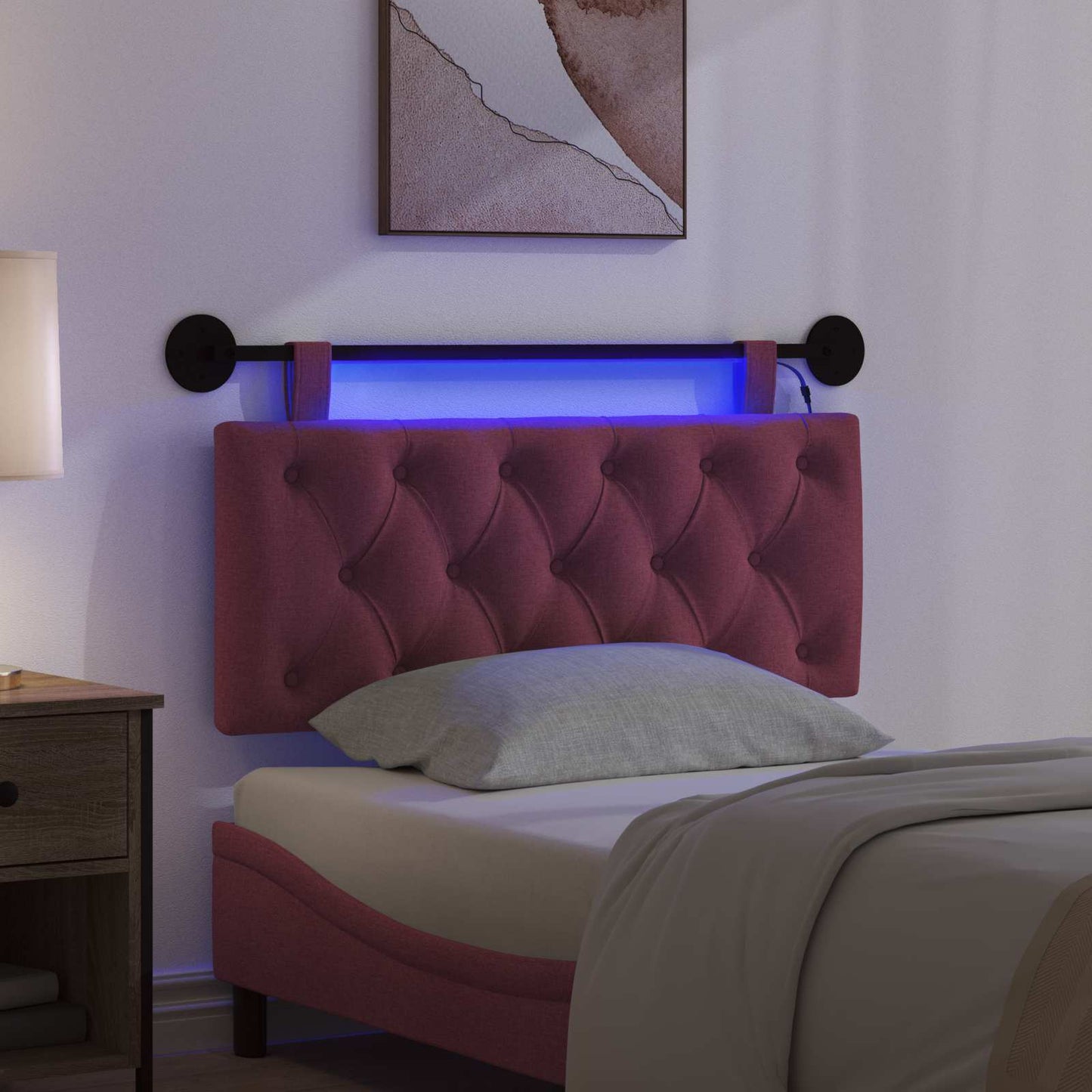 Hangend hoofdbord Met LED-verlichting Wijnrood Stof