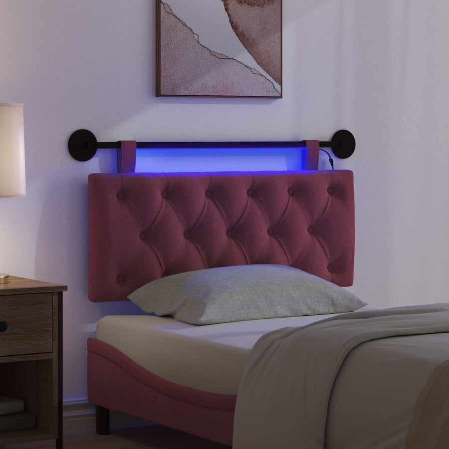 Hangend hoofdbord Met LED-verlichting Wijnrood Stof