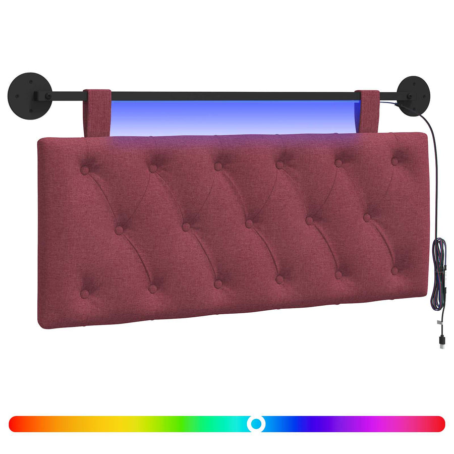 Hangend hoofdbord Met LED-verlichting Wijnrood Stof