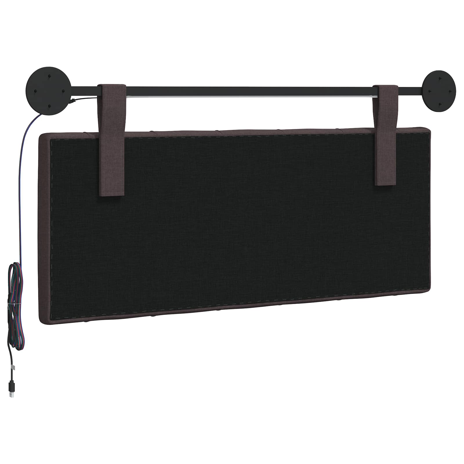 Hangend hoofdbord Met LED-verlichting Donkerbruin Stof