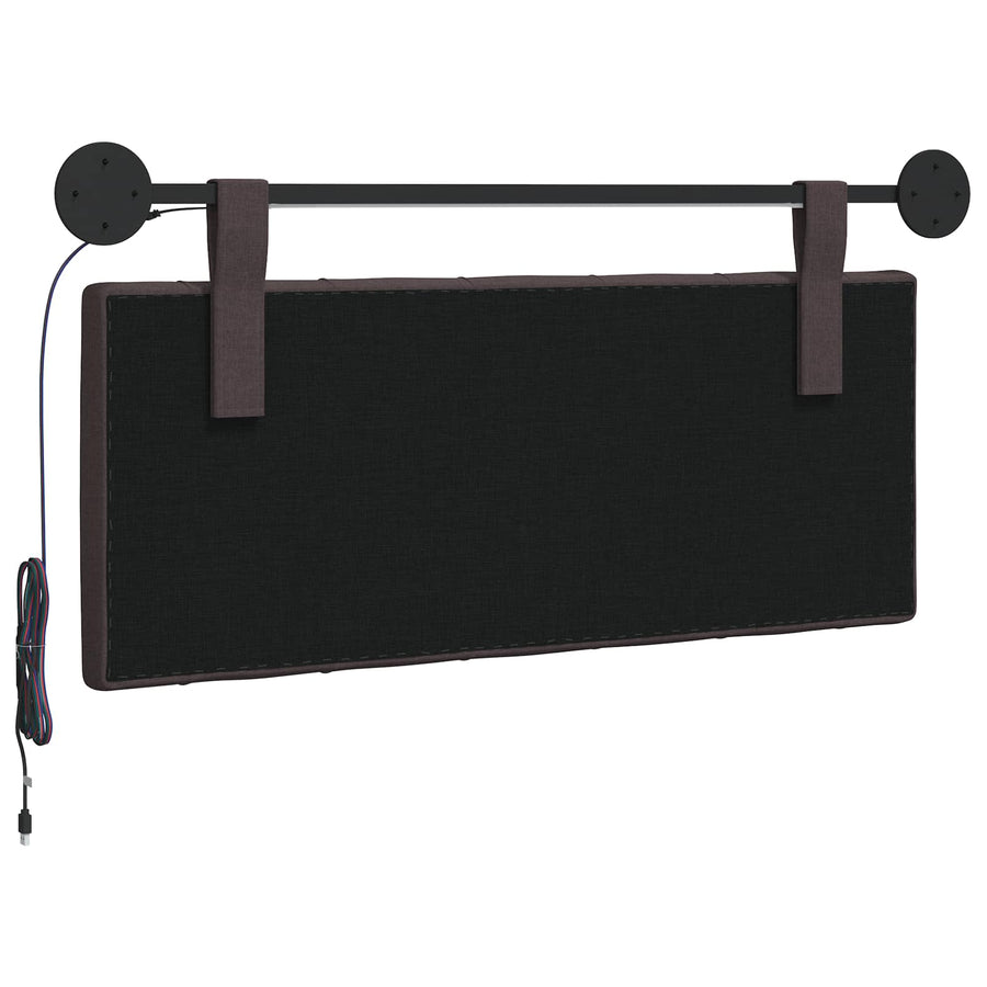 Hangend hoofdbord Met LED-verlichting Donkerbruin Stof