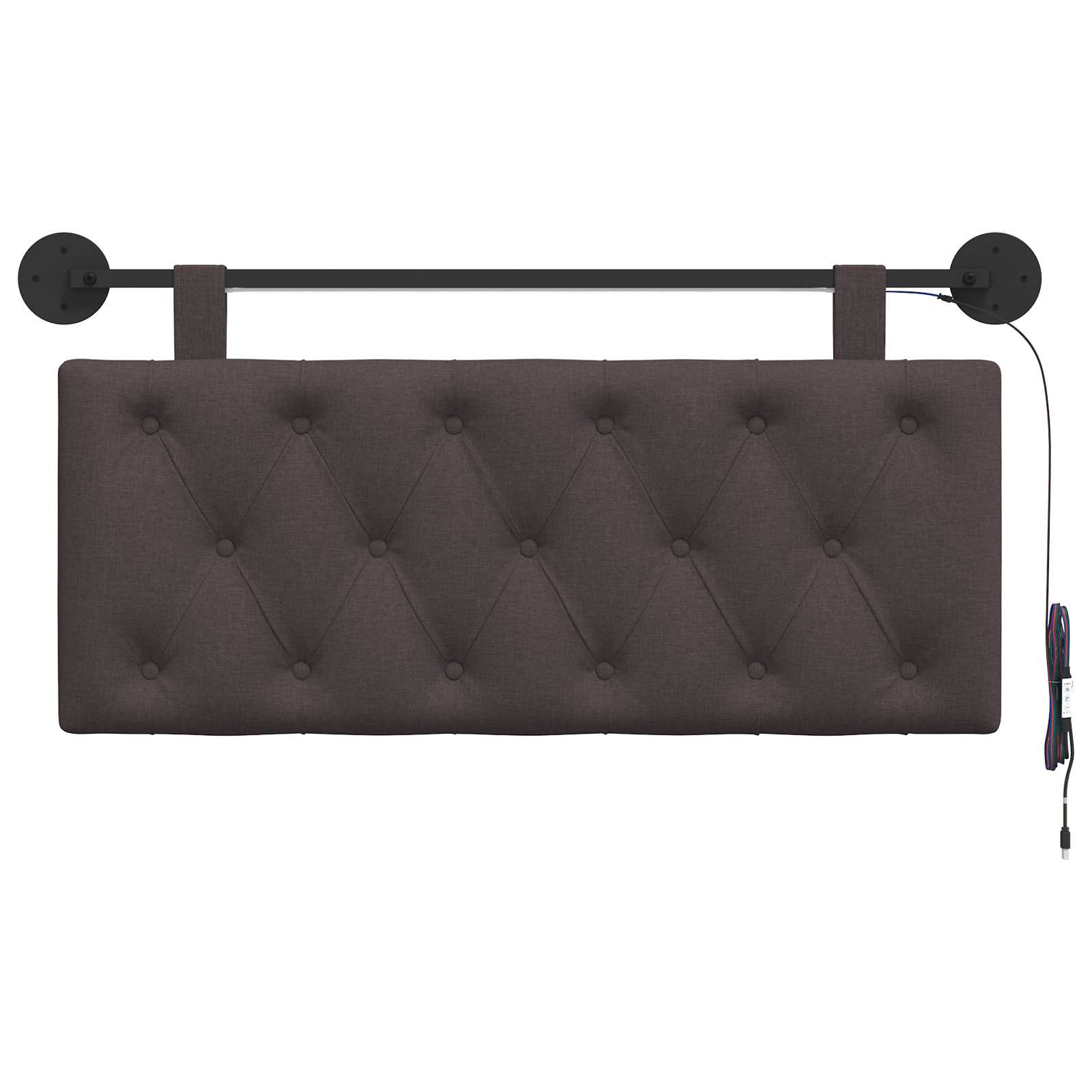 Hangend hoofdbord Met LED-verlichting Donkerbruin Stof
