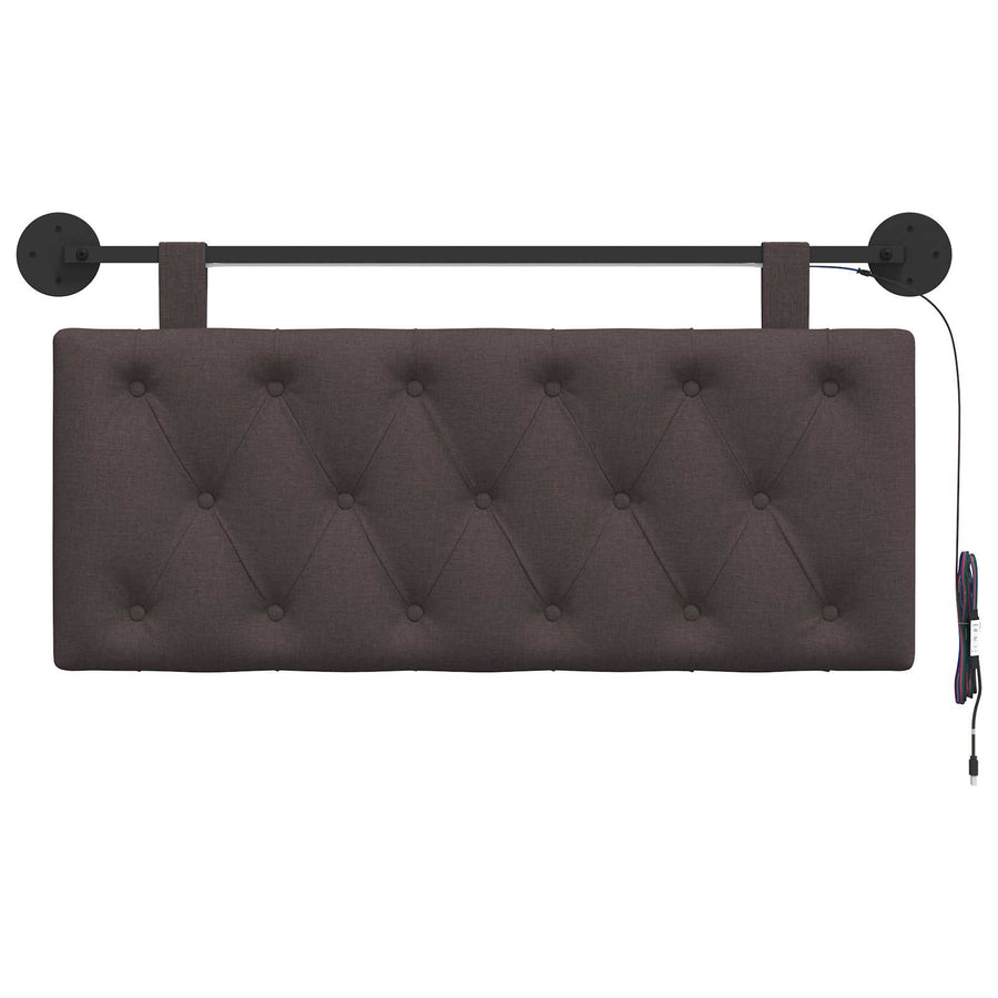 Hangend hoofdbord Met LED-verlichting Donkerbruin Stof
