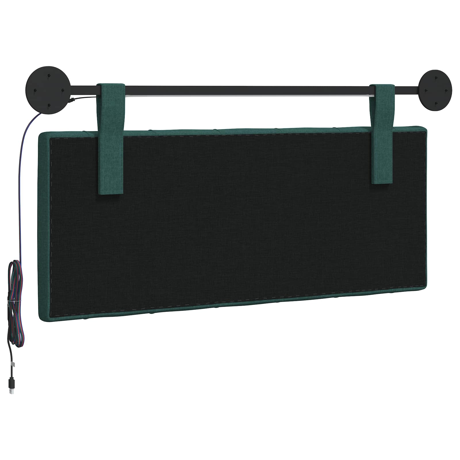 Hangend hoofdbord Met LED-verlichting Donkergroen Stof