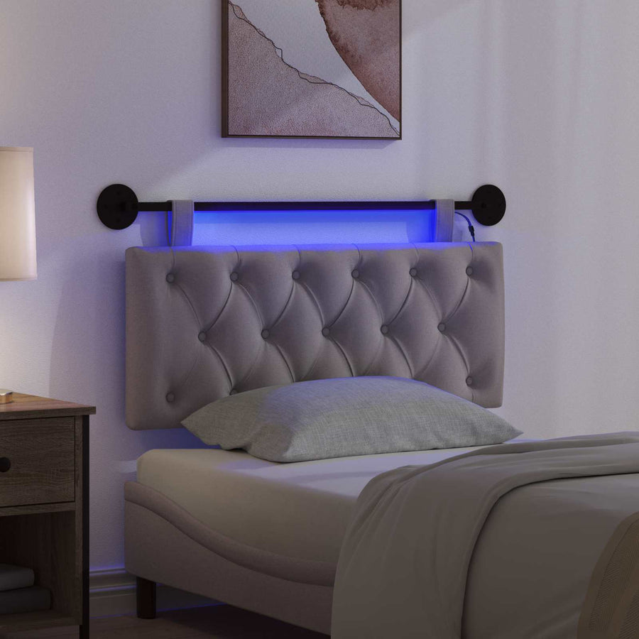 Hangend hoofdbord Met LED-verlichting Taupe Stof