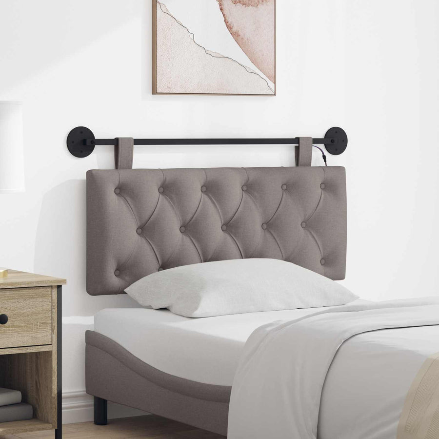 Hangend hoofdbord Met LED-verlichting Taupe Stof