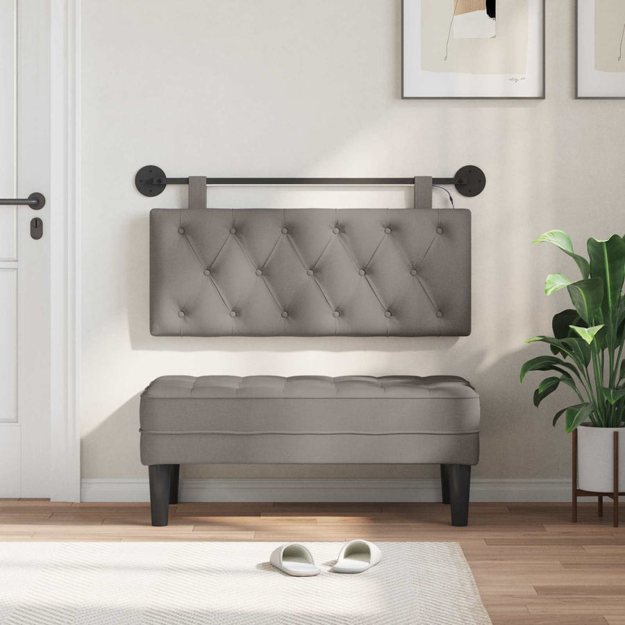 Hangend hoofdbord Met LED-verlichting Taupe Stof