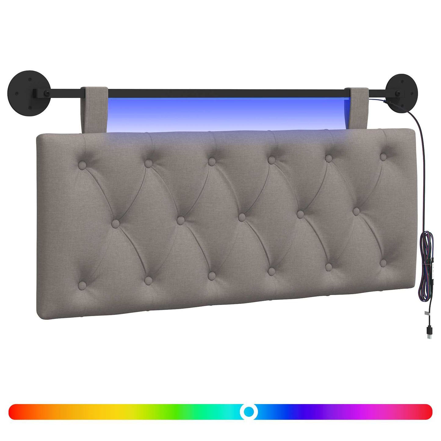 Hangend hoofdbord Met LED-verlichting Taupe Stof