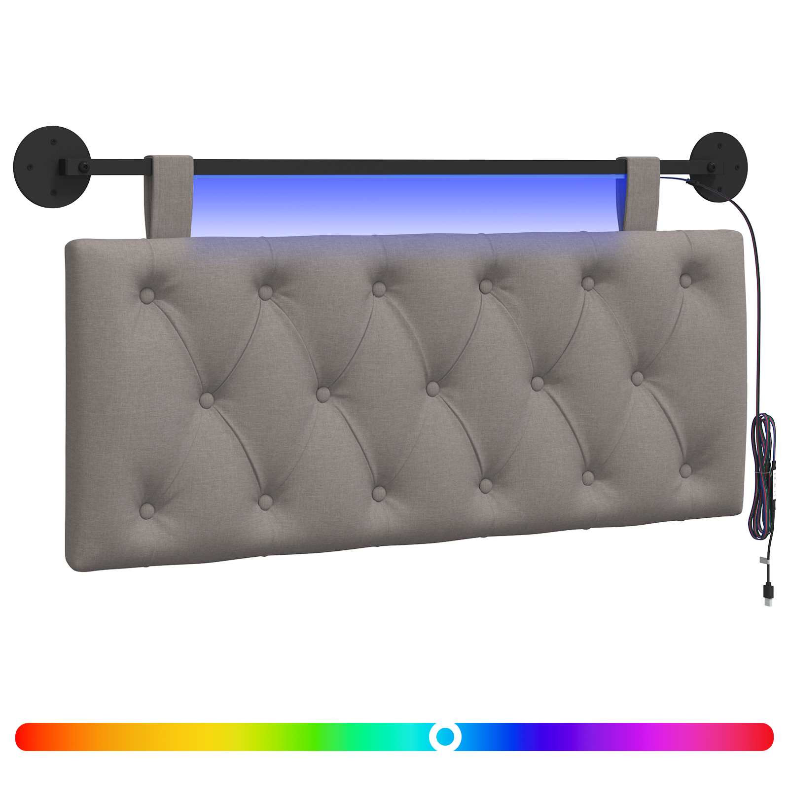 Hangend hoofdbord Met LED-verlichting Taupe Stof
