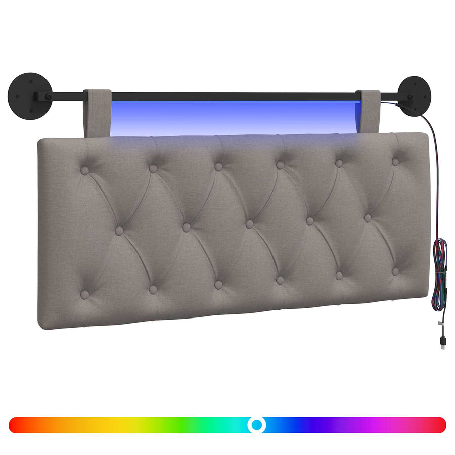 Hangend hoofdbord Met LED-verlichting Taupe Stof