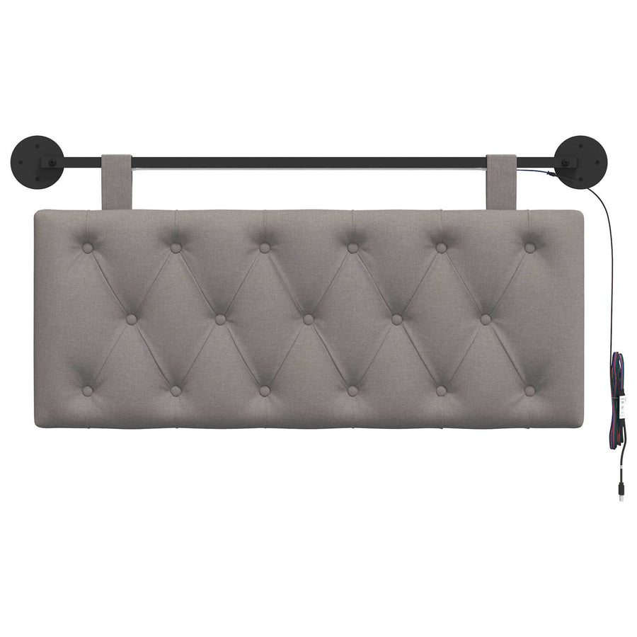 Hangend hoofdbord Met LED-verlichting Taupe Stof
