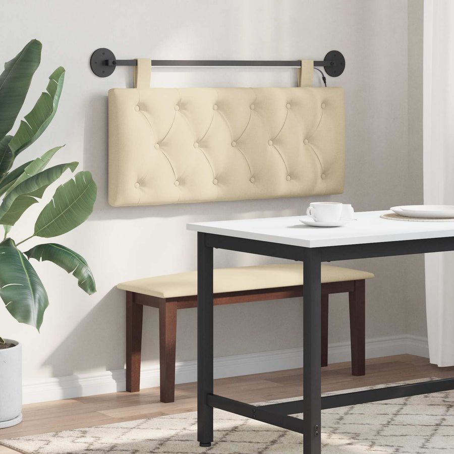 Hangend hoofdbord Met LED-verlichting Crèmekleurig Stof