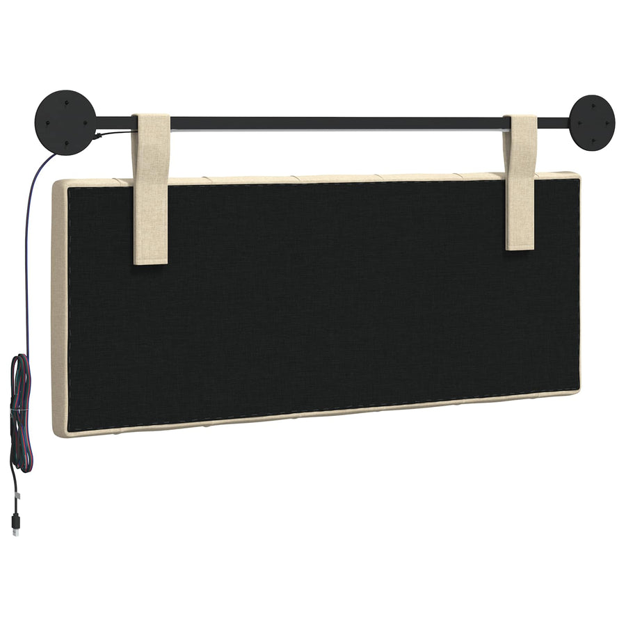 Hangend hoofdbord Met LED-verlichting Crèmekleurig Stof